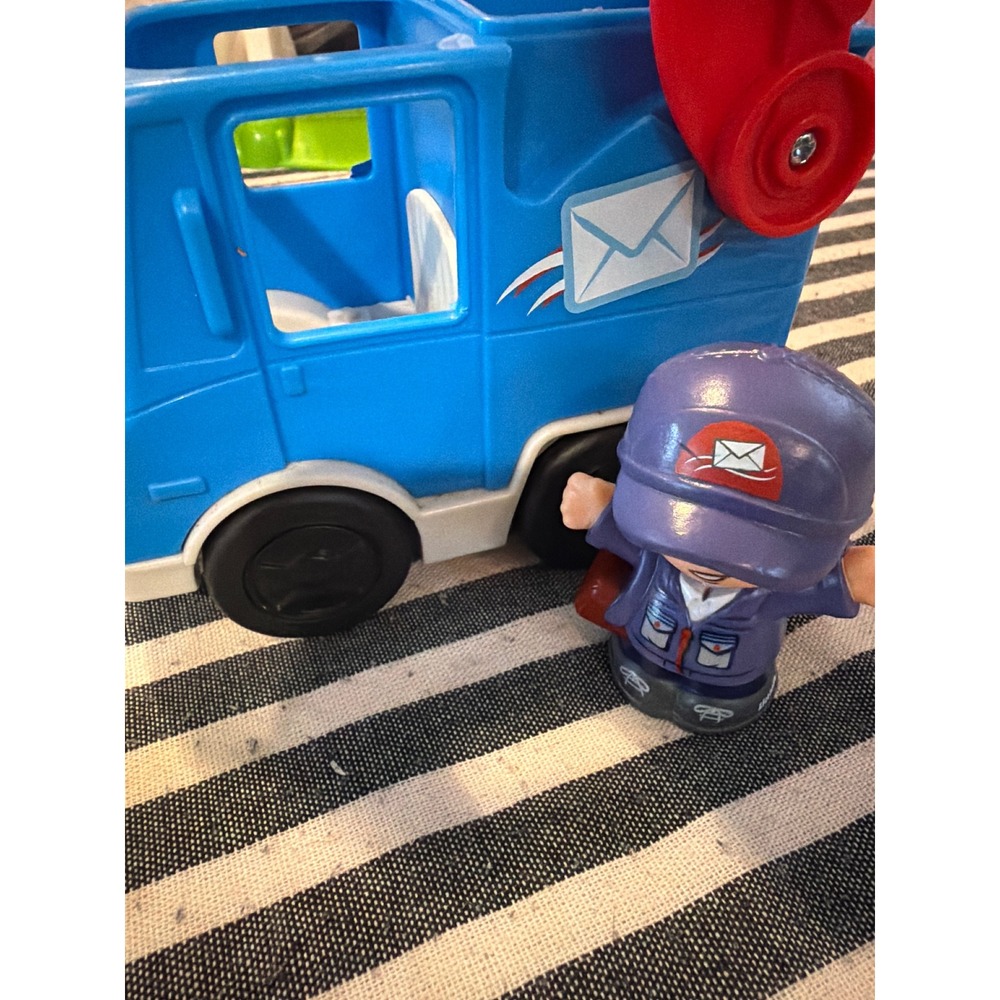 Fisher-Price Little People Mail Truck Blue Delivery Vehicle & Figure 2016 Mattel